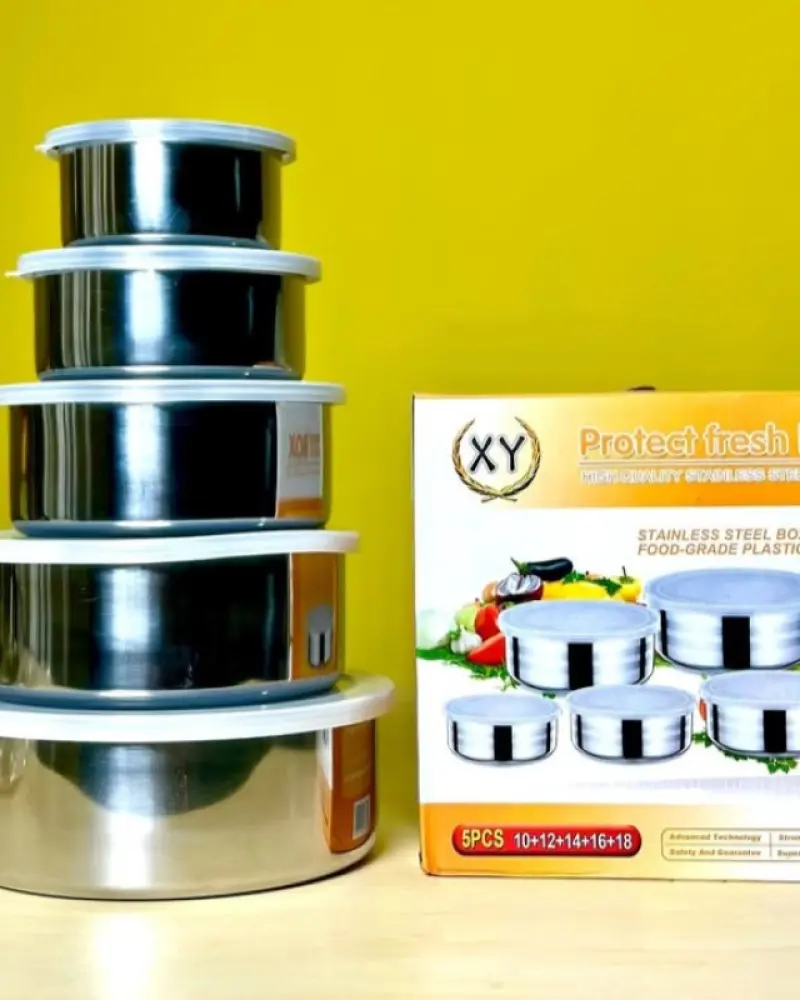 5Pcs Stainless Steel Fresh-Keeping Boxes with Lid
