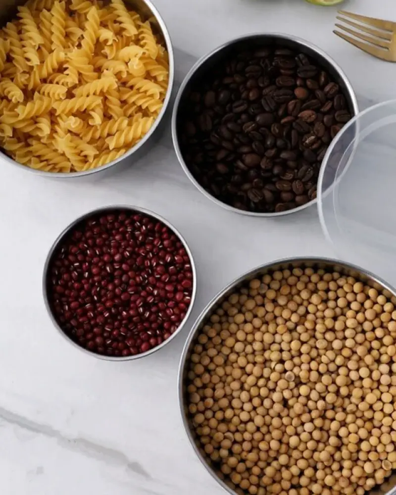 5Pcs Stainless Steel Fresh-Keeping Boxes with Lid